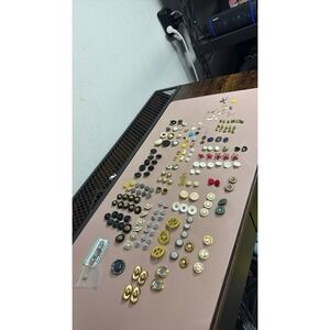 Vintage Button Lot Mixed Shapes Gold Black White Floral Retro Sewing Craft PAIRS